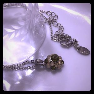 Lia Sophia Silvertone Chain w/RhinestoneFlowerPend
